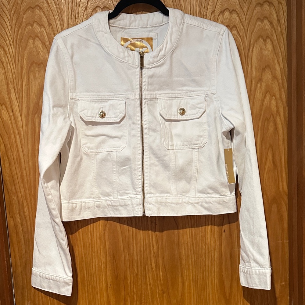 Michael Kors White Cropped Jean Jacket